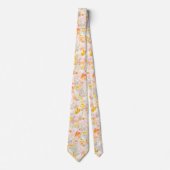 Cravate PixDezines H2 Fleurs printanières Blush Moutarde (Devant)