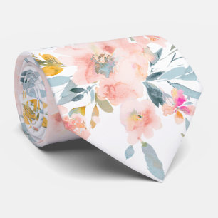 Cravate PixDezines H2 Fleurs printanières rose+bleu