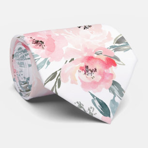 Cravate PixDezines H2 Fleurs Printanières Rose Pâle+Bleu A