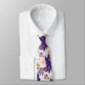 Cravate PixDezines H2 Fleurs Rose Blush Violet (Attaché)