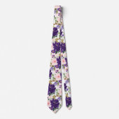 Cravate PixDezines H2 Fleurs Rose Blush Violet (Devant)