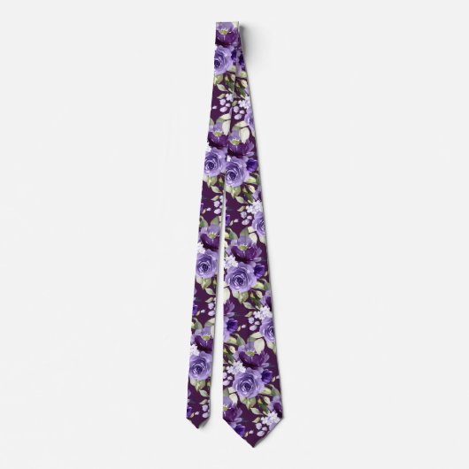 Cravate PixDezines H2 Fleurs Violet Lavande violet Roses (Dos)