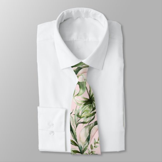 Cravate PixDezines H2 Foliage tropique luxuriant do-it-you (Attaché)