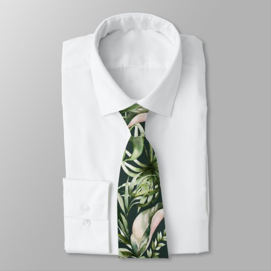 Cravate PixDezines H2 Foliage tropique luxuriant do-it-you (Attaché)