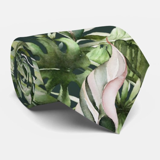Cravate PixDezines H2 Foliage tropique luxuriant do-it-you (Roulé)