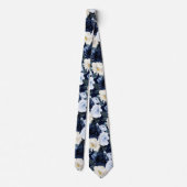 Cravate PixDezines H2 Navy+Dusty Blue Roses (Dos)