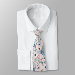 Cravate PixDezines H2 Peonies rose bleu foncé do-it-yourse