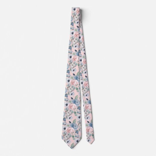Cravate PixDezines H2 Peonies rose bleu foncé do-it-yourse (Devant)