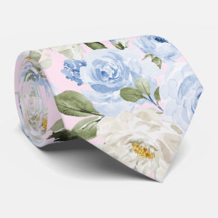 Cravate PixDezines H2 Roses Bleu Poussiéreux