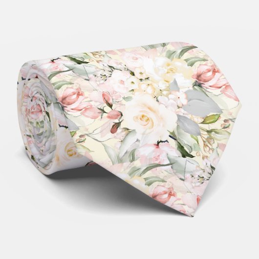 Cravate PixDezines H2 Roses Blush Cream do-it-yourself Arr (Roulé)