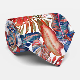 Cravate PixDezines Jungle Hawaïen sarcelle rouille orange