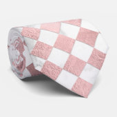 Cravate PixDezines Marbre + Rose Gold Checker (Roulé)