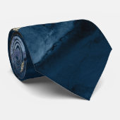 Cravate PixDezines Midnight Teal Blue Aquarelle Agate (Roulé)