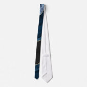 Cravate PixDezines Midnight Teal Blue Aquarelle Agate (Dos)