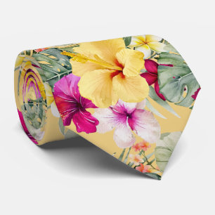 Cravate PixDezines Paradis Tropical Floral Foliage