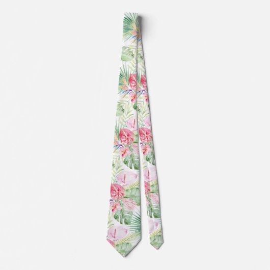 Cravate PixDezines Paradis Tropical Pastel Floral Foliage (Devant)