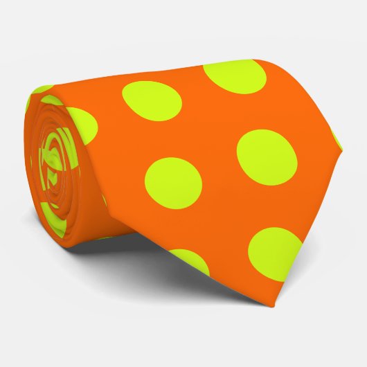 Cravate PixDezines, points verts fluorescents/arrière - pl (Roulé)