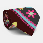 Cravate PixDezines Retro Paisley, couleur arrière - plan p (Roulé)