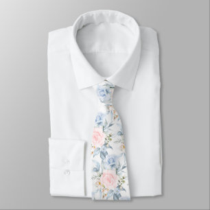 Cravate PixDezines Roses aquarelles rose bleu