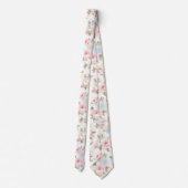 Cravate PixDezines Roses Aquarelles Rose Pâle Bleu Glaçon (Dos)