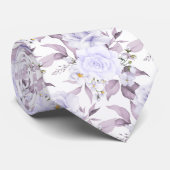 Cravate PixDezines Roses aquarelles violet mauve (Roulé)
