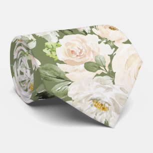 Cravate PixDezines Roses Crème Alabastre Aquarelle