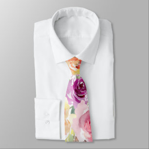 Cravate PixDezines Roses d'été prune