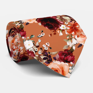 Cravate PixDezines Roses et Pivoines d'automne DIY Fond