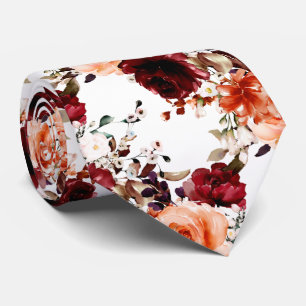 Cravate PixDezines Roses et Pivoines d'automne DIY Fond Ne