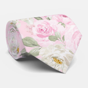 Cravate PixDezines Roses roses blush aquarelle fond DIY