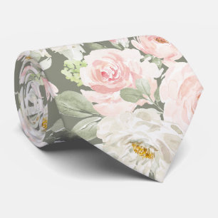 Cravate PixDezines Roses roses blush aquarelle fond DIY