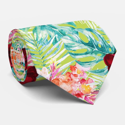 Cravate PixDezines Tropical Paradise Floral Foliage (Roulé)