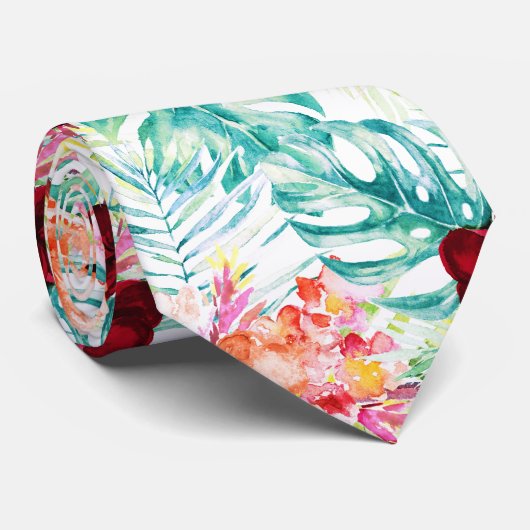 Cravate PixDezines Tropical Paradise Floral Foliage (Roulé)