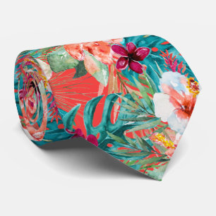 Cravate PixDezines Tropical Paradise Floral Foliage