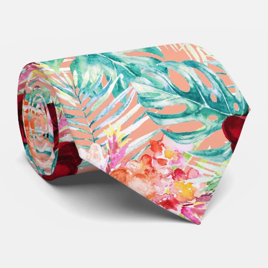 Cravate PixDezines Tropical Paradise Floral Foliage (Roulé)