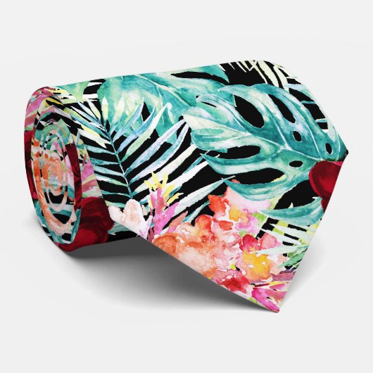 Cravate PixDezines Tropical Paradise Floral Foliage (Roulé)