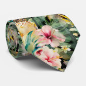 Cravate PixDezines Tropical Paradise Floral Foliage (Roulé)