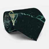 Cravate PixDezines Turquoise Marbre Vert Slab+Veines Or (Roulé)