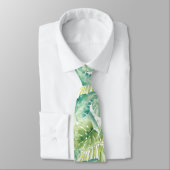 Cravate PixDezines Verdure Feuillage Tropical (Attaché)