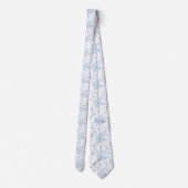 Cravate PixDezines Vintage Dusty Blue Toile Roses  (Dos)