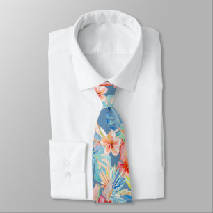 Cravate PixDezines Vintage Luxuriant H2 Hawaï Fleurs Feuil