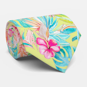 Cravate PixDezines Vintage Pastel H2 Hawaii Floral Foliage