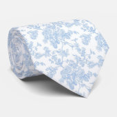 Cravate PixDezines Vintage Sky Blue Toile Roses  (Roulé)
