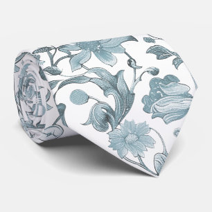 Cravate PixDezines William Morris Bleu Poussiéreux DIY Ble