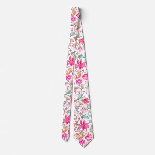 Cravate PixDezines William Morris bleu rose (Dos)