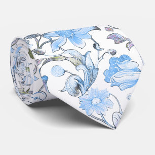 Cravate PixDezines William Morris Bleuet Bleu DIY