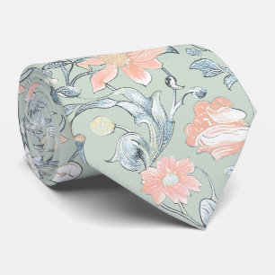 Cravate PixDezines William Morris Dusty Blue n Blush Pink