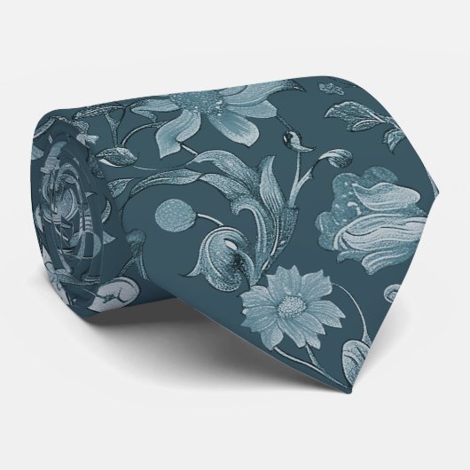 Cravate PixDezines William Morris Dusty BlueDIY Ardoise Bl (Roulé)