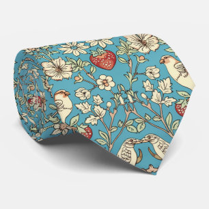 Cravate PixDezines William Morris Strawberry Thief Turquoi