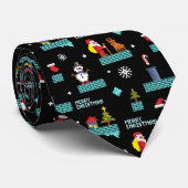 Cravate Pixellit Joyeux Motif de Noël - Design rétro (Roulé)